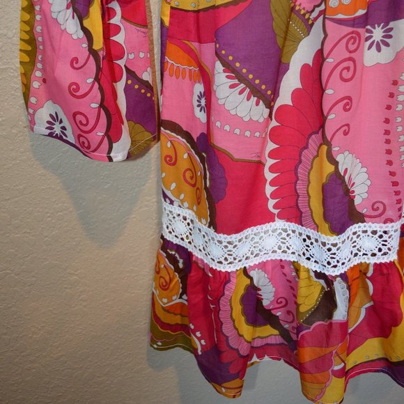 Sz XS Trina Turk Pink Retro Floral Beach Coverup - Picture 8 of 15
